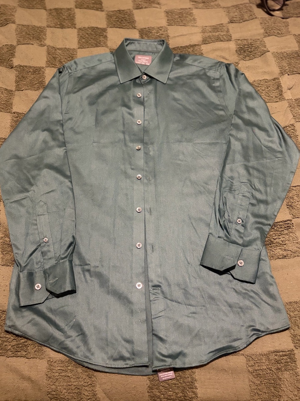 Men's Long-Sleeve Dress Shirt in Teal Green